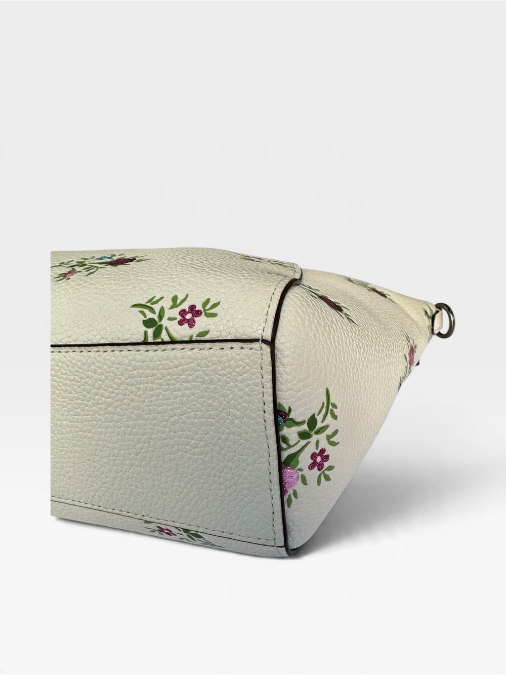 COACH Prairie Satchel Chalk White Floral Wildflower Pebble Leather Bag 22829 - Picture 7 of 16
